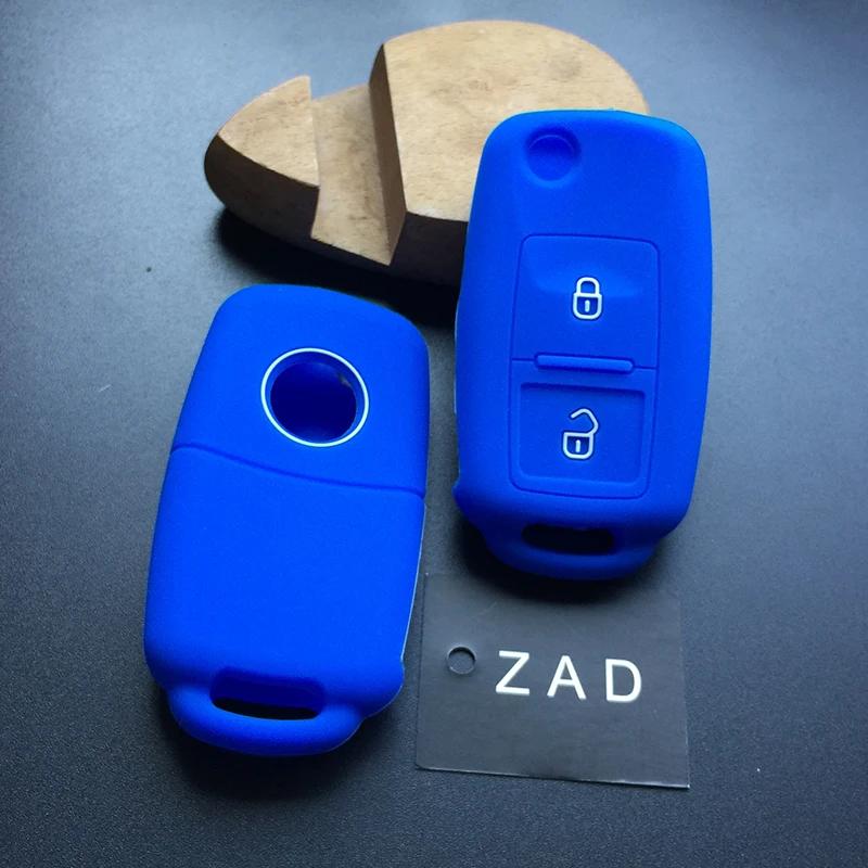 ZAD  2 Buttons Floding Key Silicone Rubber Car Key Cover Case Skin for Vw Seat Ibiza Leon Toledo All-inclusive Car Accessories