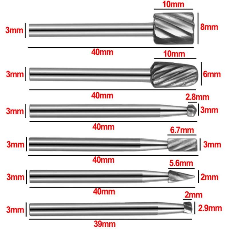 6/12Pcs HSS Routing Router Drill Bits Set Rotary Burr Tool CNC Engraving Abrasive Tools Wood Metal Milling Cutter