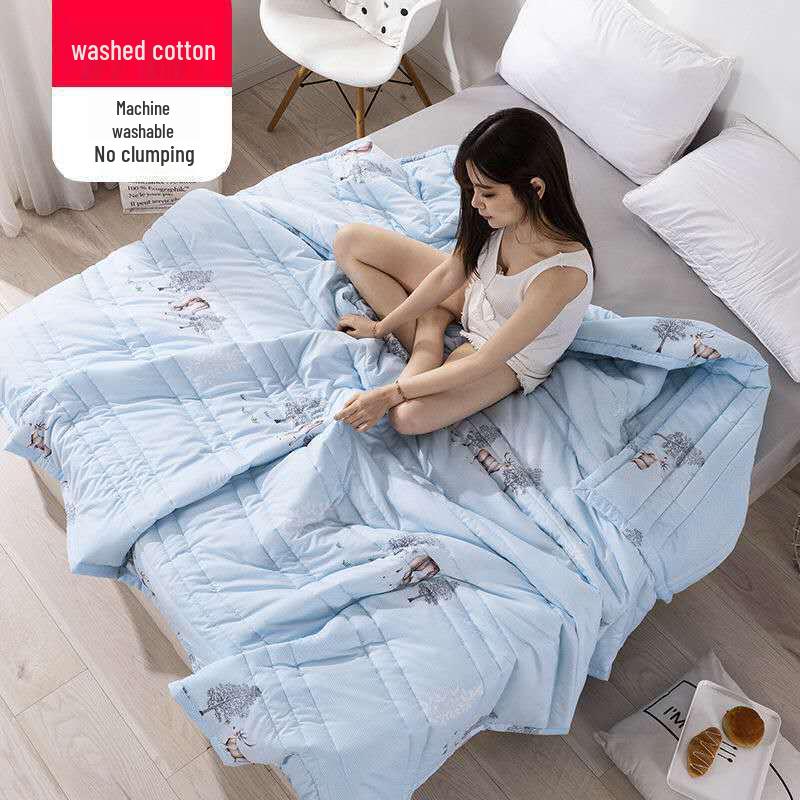 Washable Cotton Summer Quilt for Air Conditioning - Cool, Breathable, Thin Quilt for Kids and Adults