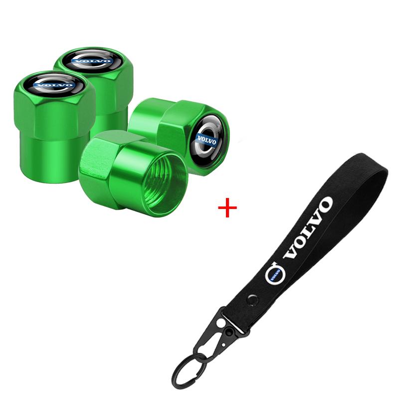 

4Pcs Aluminum Metal Car Tire Valve Cover Car Nylon Keychain Accessorie For volvo Rdesign XC60 XC90 V40 V50 V60 V70 V90 T6 AWD