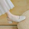 Baotou Back Empty Sandals Women's Summer Mid-heel Outer Wear 2025 New Korean Thick Heel Half-drag Single Shoes Women's High Heels