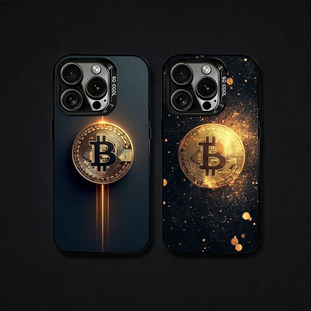 Bitcoin Phone Case For iPhone17, 16,15,14,13,12 Pro Max Black Candy Matte Shockproof Cover