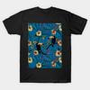 Men Black Print T-shirt Toucan Garden In Blue No-Cut Transfer Paper Print Cotton Tshirt