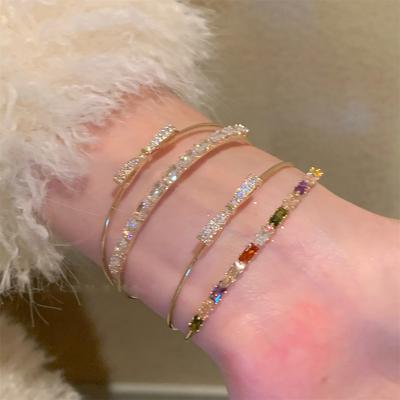 Zircon Double-layer Bow Open Bracelet Light Luxury Exquisite High-end Bracelet Versatile Temperament Niche Jewelry