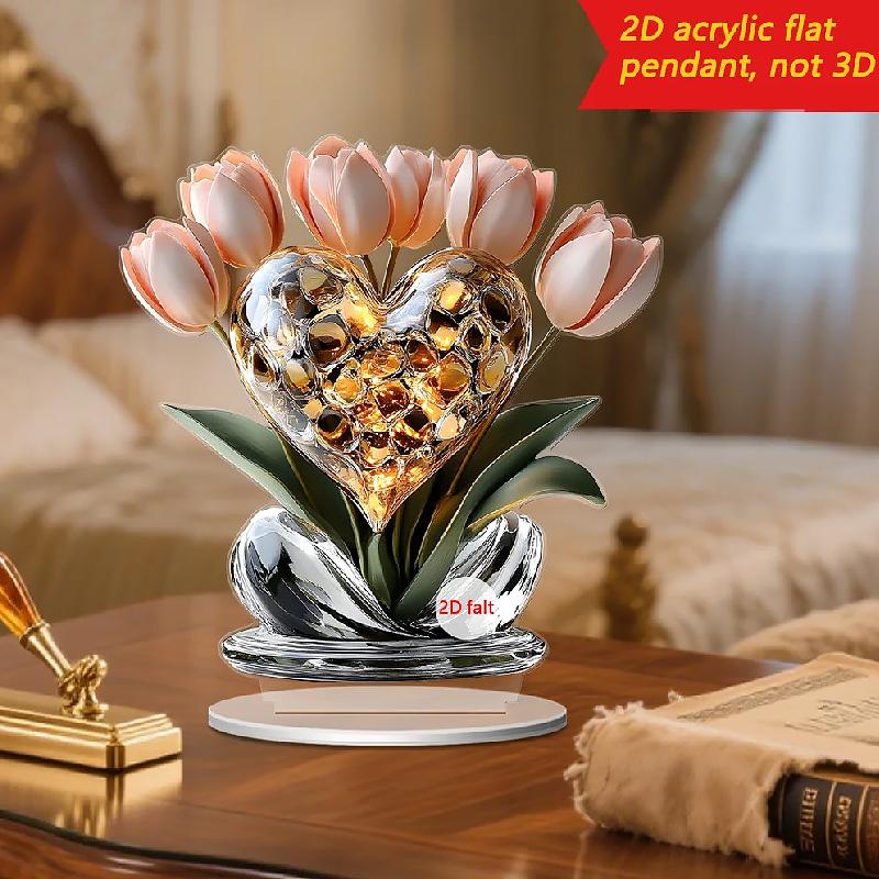 1Set Delicate Patterns Warm Atmosphere 2D Flat Mother's Day Ornament Living Rooms Acrylic Decorative Grateful Holiday Gifts
