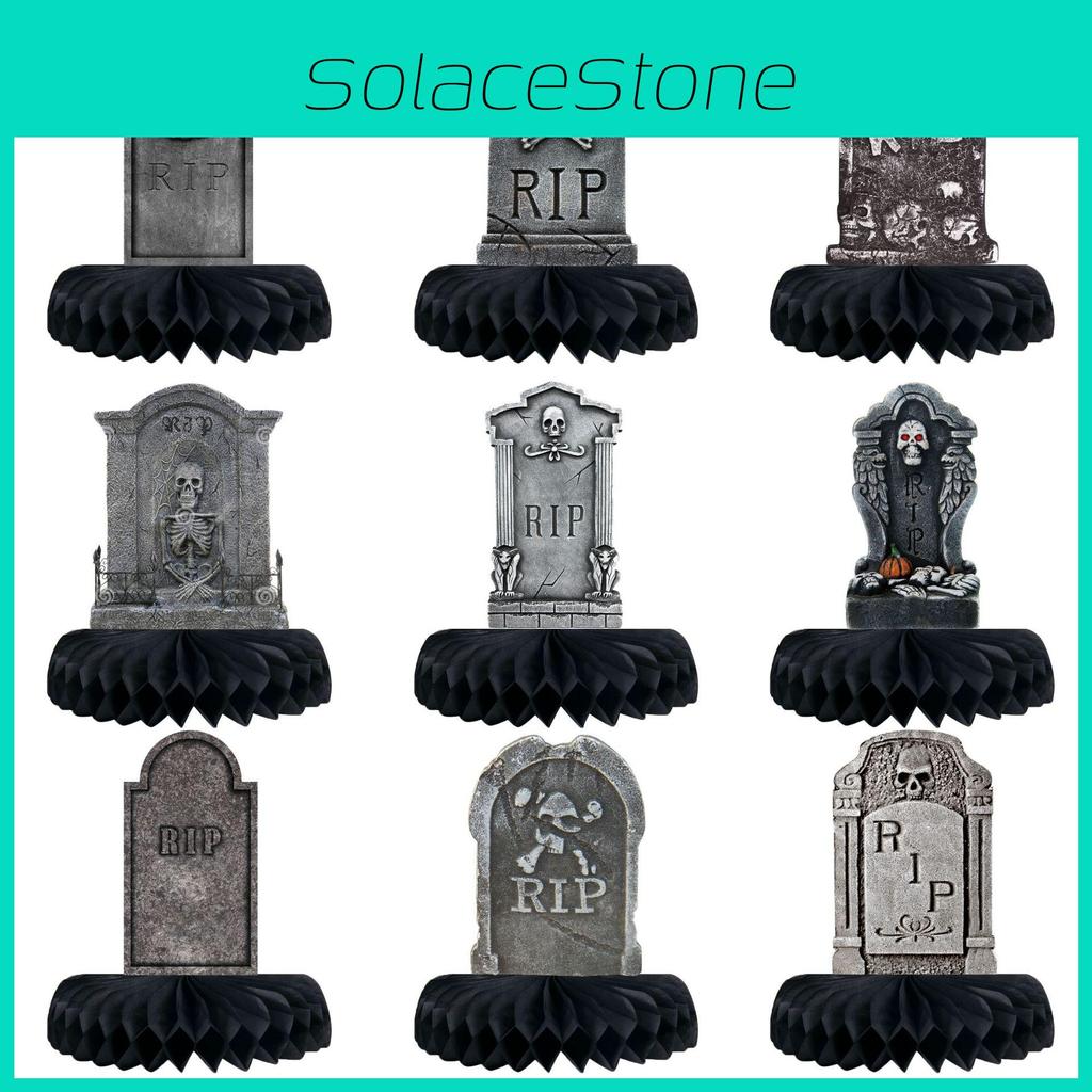 Tombstone Halloween Paper Honeycomb Decor With 9pcs For Haunted House Party