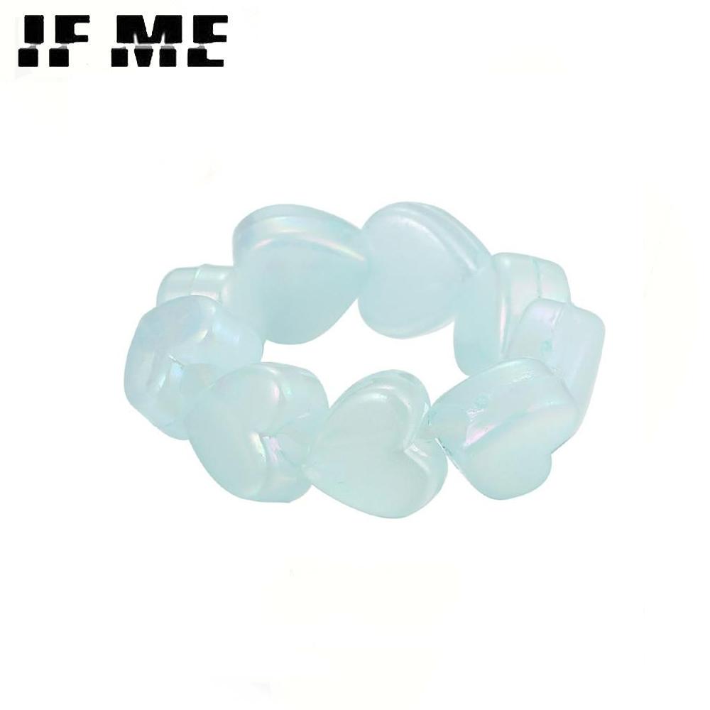 

IF ME милые простые регулируемые прозрачные сердечки из смолы, акриловые бусины, кольца для женщин и девочек, обручальные украшения, женский аксессуар