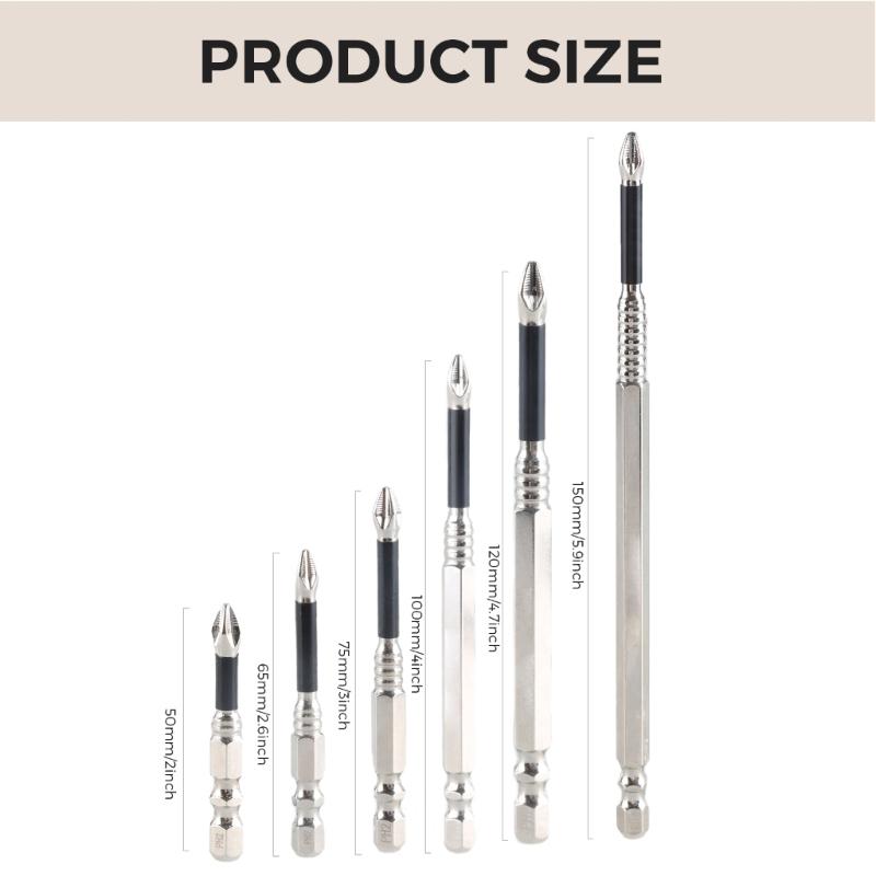 Magnetic Screwdriver Bit Set Steel 1/4inch Shank Electric Screwdriver Bit Crossed Head Impact Screw Driver Bit