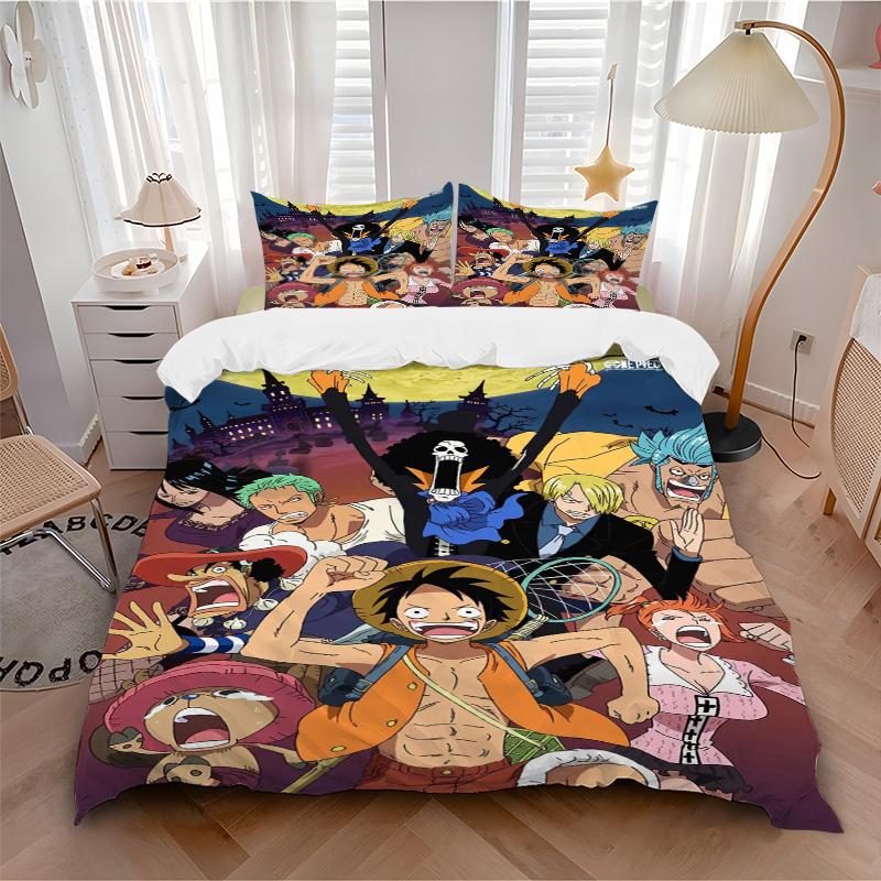 One Piece Bedding 3 Piece Set HD Print Duvet Cover Pillowcases for Teens Adult Bedroom Decoration Christmas Gift C352