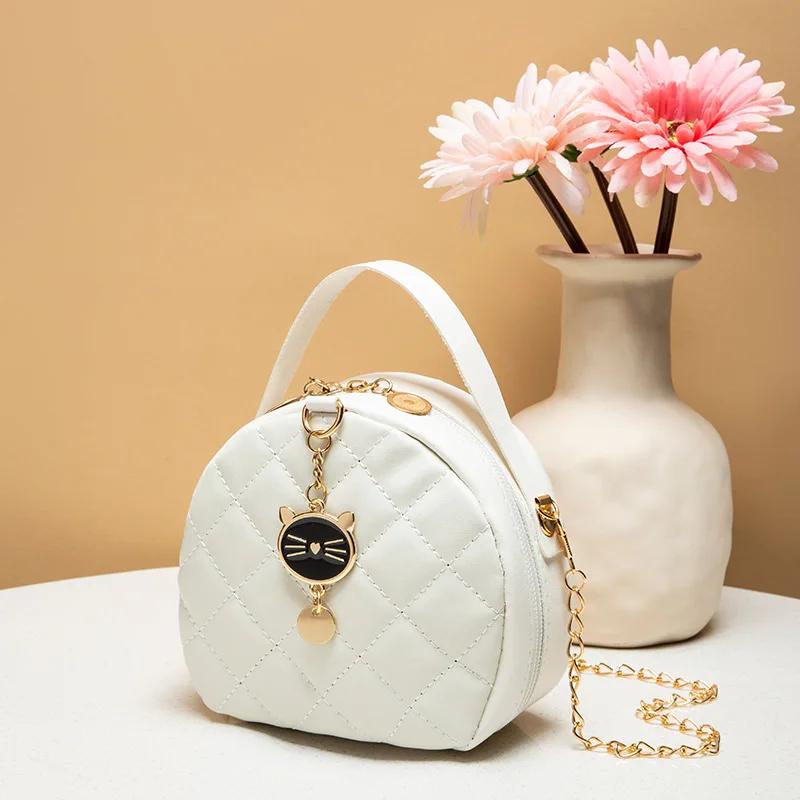 

Модная сумка через плечо женская сумка через плечо из искусственной кожи повседневные мини-сумки женская маленькая круглая сумка-мессенджер 14x6x13cm белый