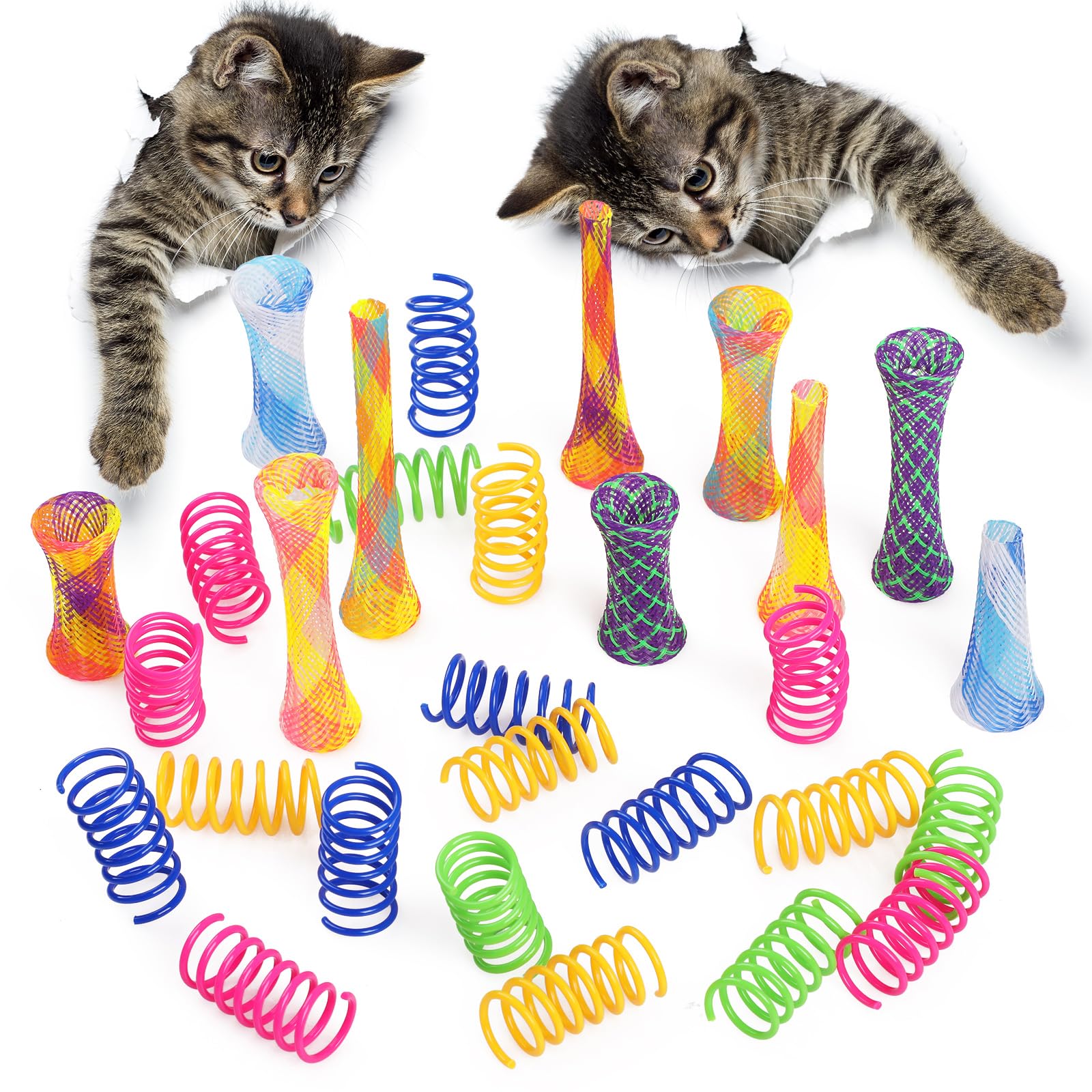 

GeeRic 42-Piece Set of Cat Spring Toys, Tubes, Stress Relief, Indoor Games, Cat Supplies, Playtime with Cats