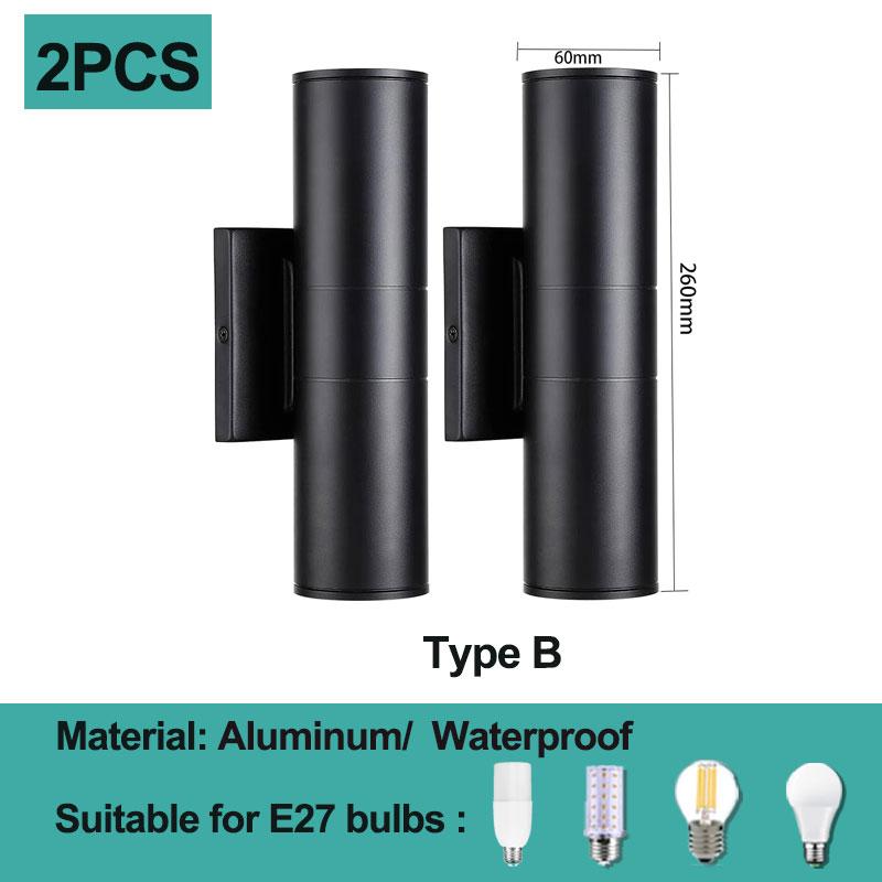 אורות קיר עמיד למים E27 ראש כפול Led מנורת קיר לבית מודרני פנים סלון מדרגות תאורת קישוט חיצוני