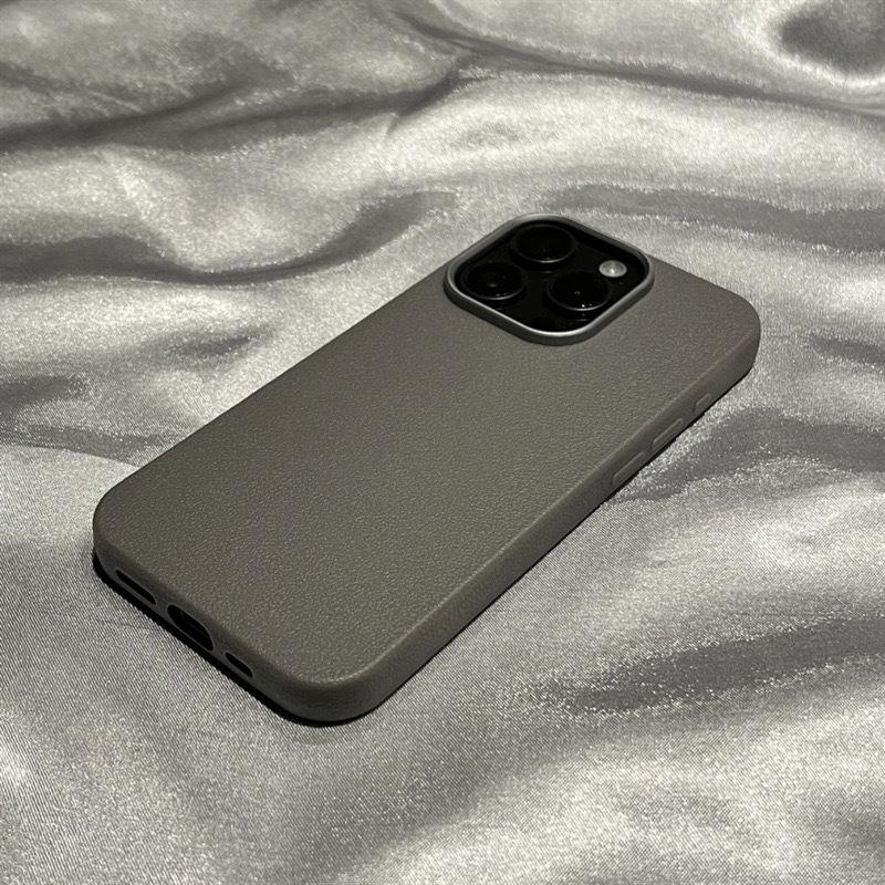 TPU Plain Leather Texture Is Suitable for Apple 16Promax Phone Case Solid Color Ip15/14 Anti-drop Full Cover Protective Case