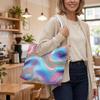 Holographic Iridescent Swirl Tote Bag Large Fashion Shoulder Bag for Daily Shopping Travel Casual Use