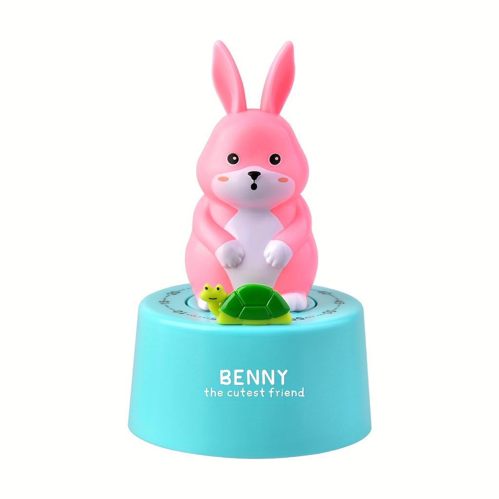 Adorable Pink Bunny Kitchen Timer Durable ABS,Magnetic Fridge Attachment,Cute Animal Design with Hour Minute Display,Ideal for Cooking Study Reminders