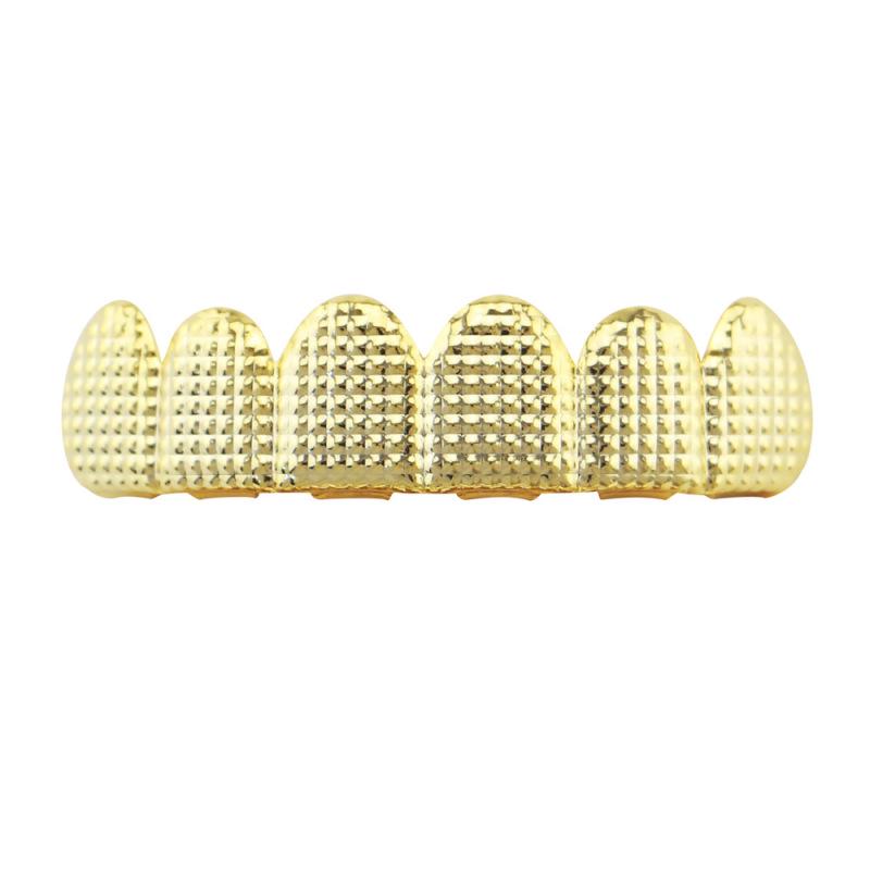 Hip Hop Gold Teeth Set Top Bottom Tooth Grills Dental Mouth Punk Vampire Fangs Teeth Caps