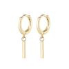 S925 Silver Geometric Bar Hoop Earrings For Women Minimalist Straight Drop Earrings Chic Niche Design Jewelry