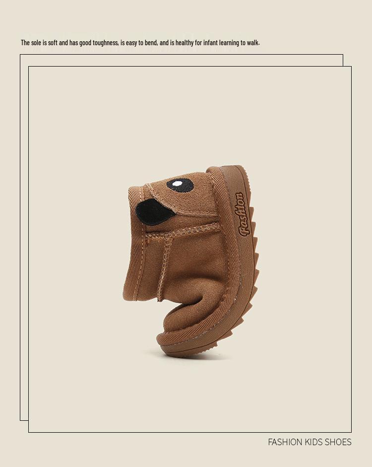 Toddler Boys' Matte Leather Snow Boots - Warm Cotton Winter Shoes