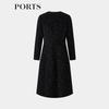 PORTS Women's Black Long Sleeve Wool Blend Coat