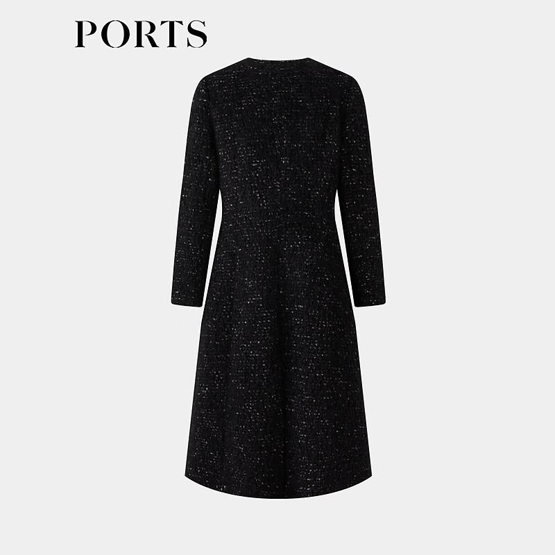 PORTS Women's Black Long Sleeve Wool Blend Coat