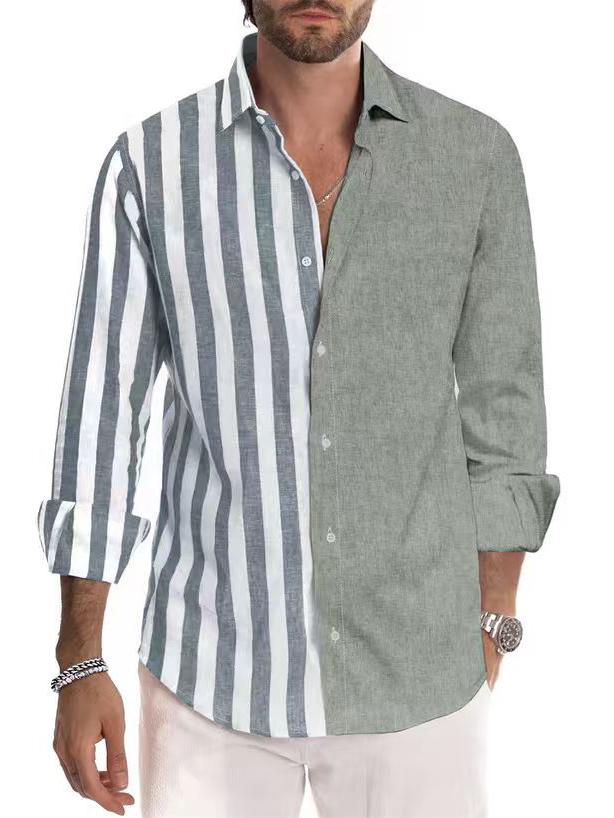 Men's Striped Long Sleeve Shirt - Spring/Autumn Fashion
