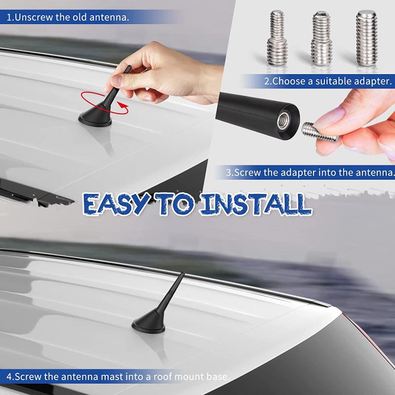 

1 Набір Автомобільна Антена Міні Коротка Авто Аксесуари Сильне Радіо Дах Кріплення Fm Am Dab Чорний 9см Довжина Авто Універсальна З Гвинтами One Size