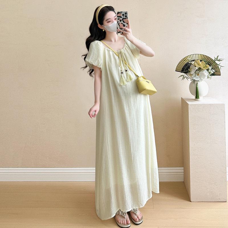 

In-Stock Chic Maternity Summer Dress: Mid-Length, Loose Fit, Stylish Design for Trendy Moms Extra Large