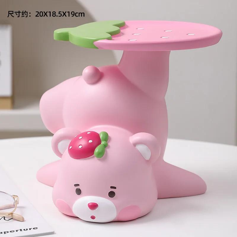 

Милый медведь-клубника, украшение для хранения ключей, фигурка для входа в дом, гостиной, рабочего стола, винного шкафа, креативный подарок розовый