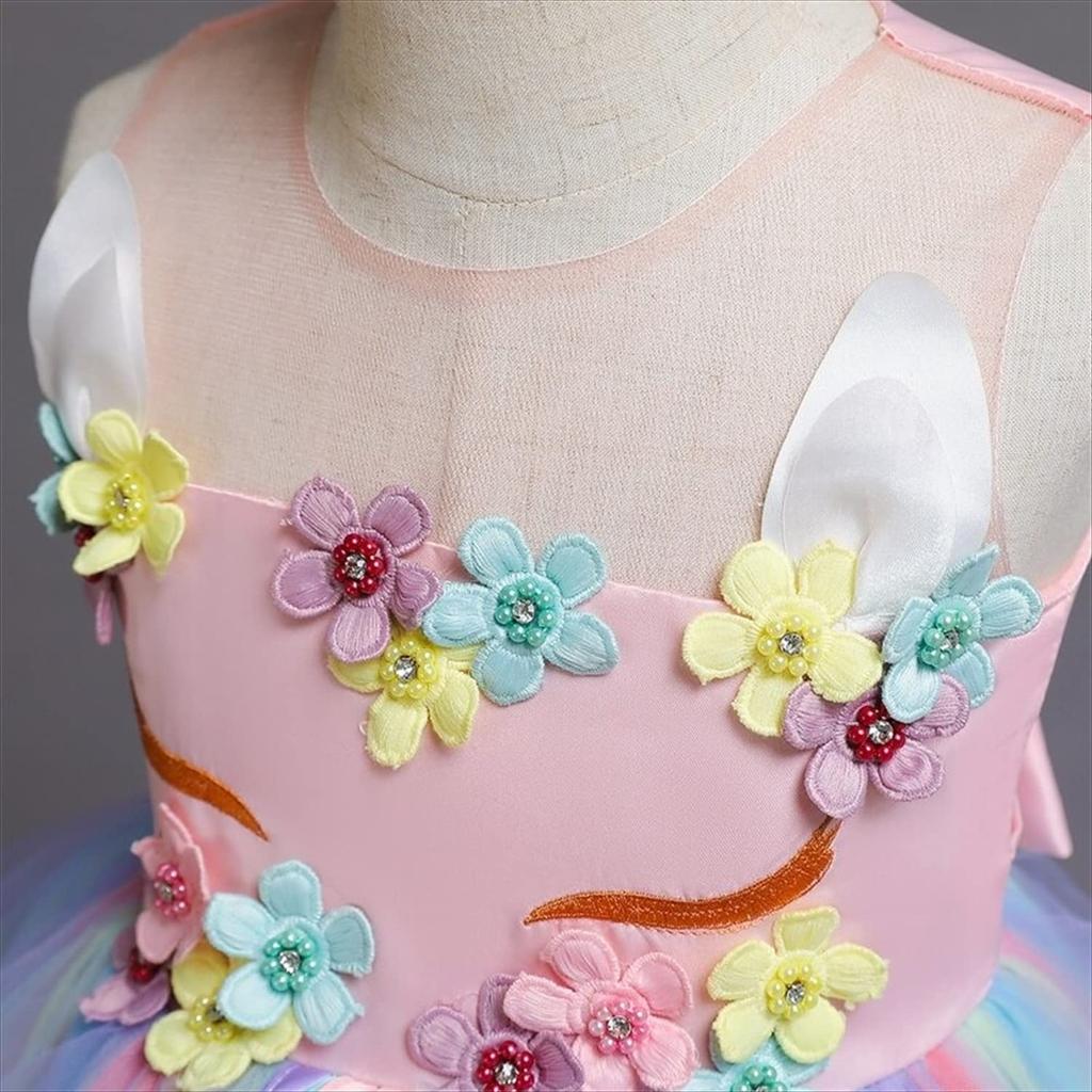 Dress Rainbow Princel Unicorn Girls Halloween Cosplay Costume Princess Party Event Birthday Wedding Photo Shoot Studio Photo Props [Misia Luxury]