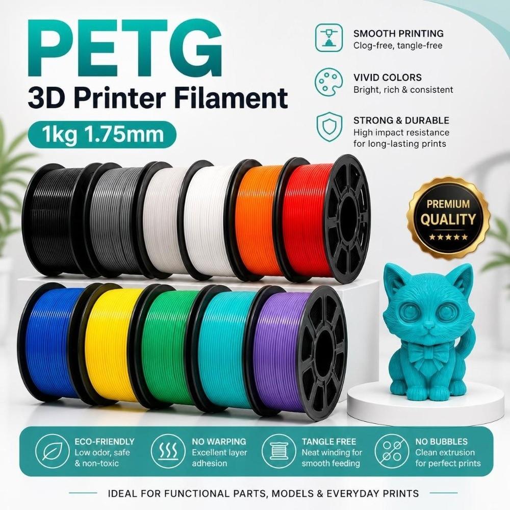 1,75 mm 3D-skrivarfilament 1 kg spole 3D-utskriftsmaterial PETG-filament 3D-utskriftshobbyist