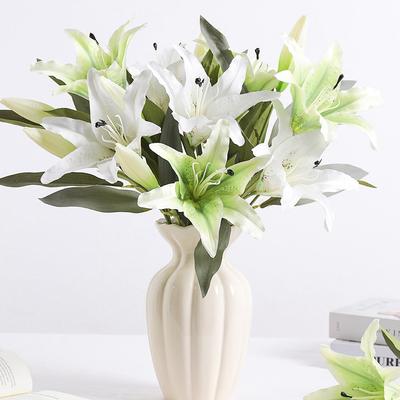 1 Pièce Bouquet de Fleurs Artificielles Lys 50CM Fleurs Artificielles pour Fête de Jardin Mariage Décoration Décoration de Maison Ornement DIY pour Vase