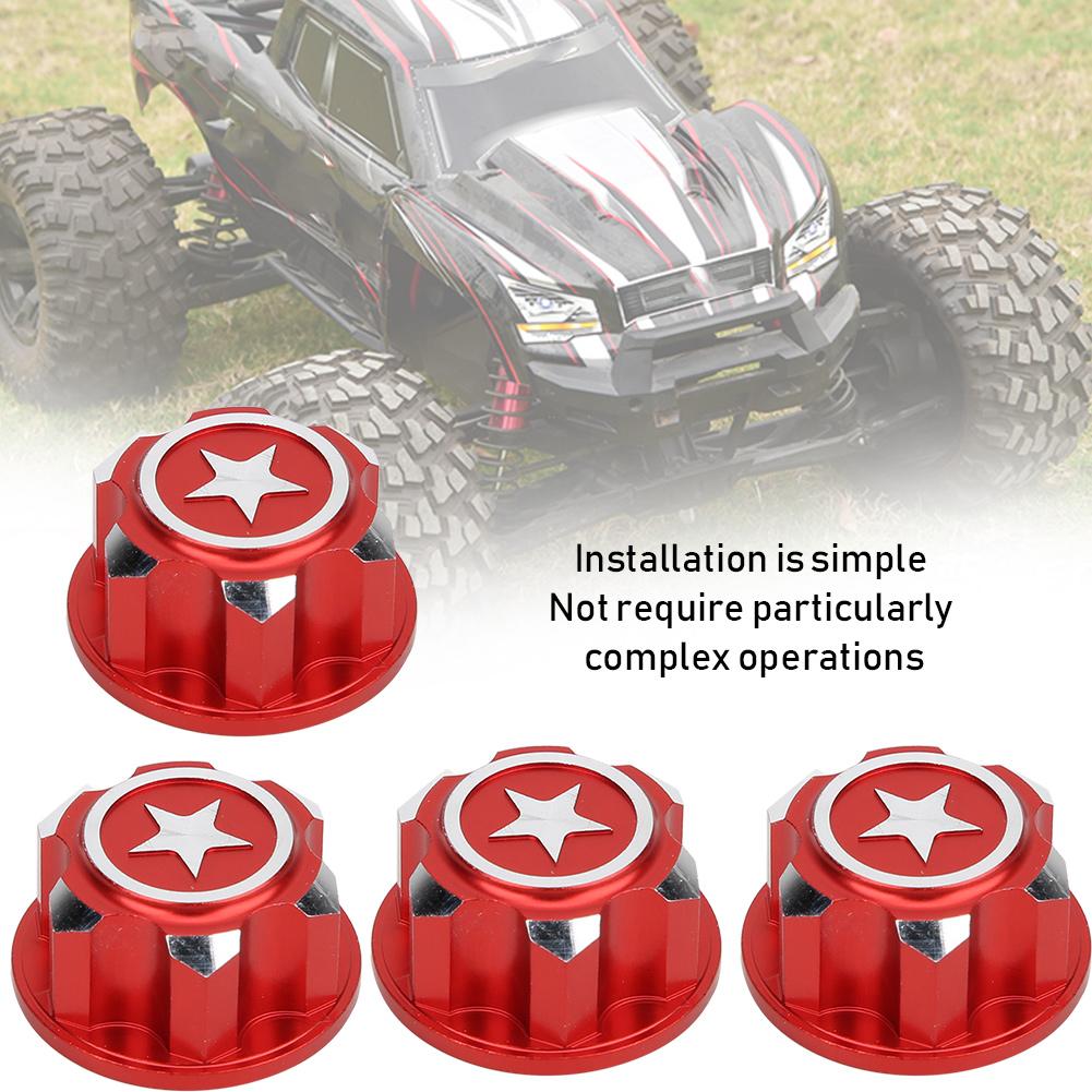 4 Stück Aluminiumlegierung Metall 17mm Sechskant Radmitnehmer Muttern Set Passend für X MAXX Summit RC Auto(rot )