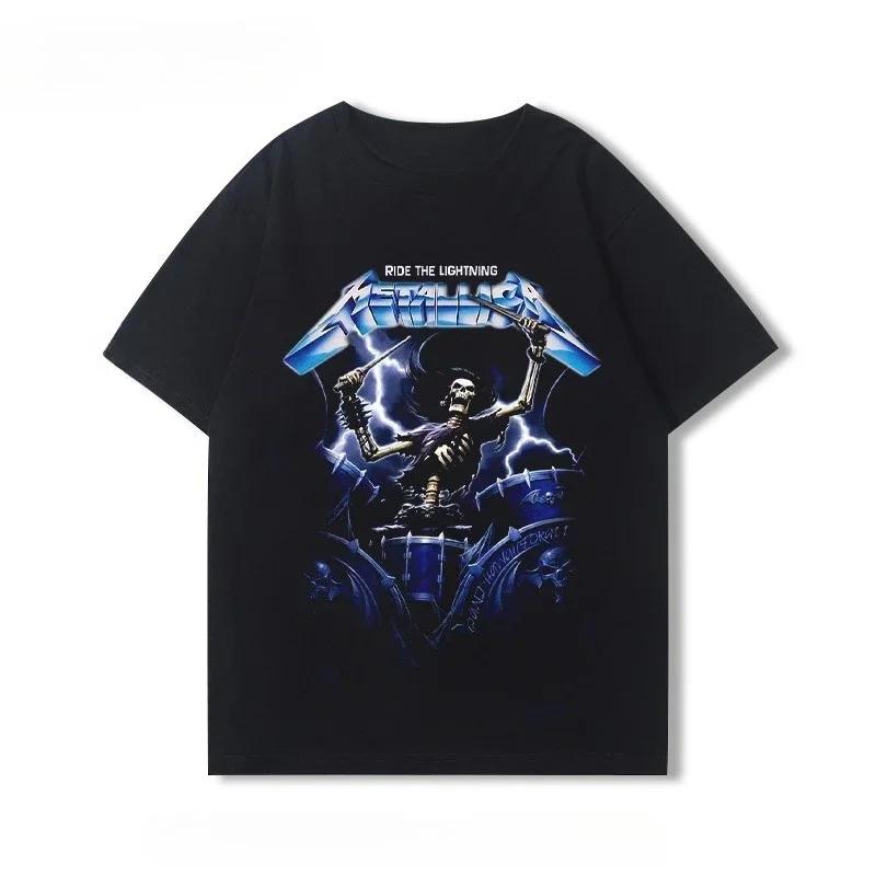 2026 Metallica Ride The Lightning Tričko Pánské a Dámské Krátký Rukáv Vintage Topy Luxusní Značka Tričko Y2k Košile Streetwear