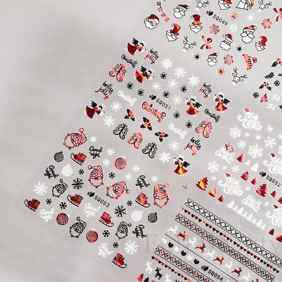 Autocolant pentru unghii Model rafinat Culoare vibrantă Efect de lungă durată Detașabil ușor de aplicat PVC decorativ Elan de Crăciun