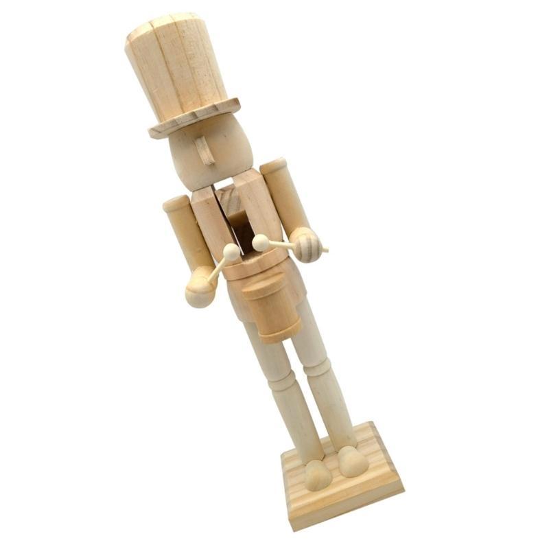 38cm Christmas Nutcrackers Soldier Unfinished Nutcrackers Figurine Painting Craft Unpainted Puppet Ornament Decors