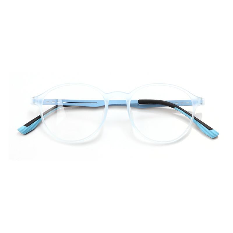

KOCOLIOR New Rubber Titanium Anti Blue Light Reading Glasses Customized Optical Round Frame Presbyopia Glasses for Men and Women 0 синій