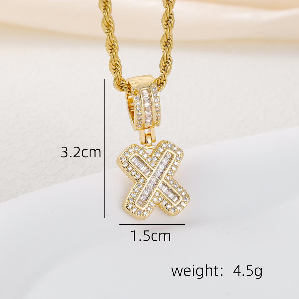 2025 New Initial Letter Necklace Women Men Cubic Zirconia Initial Pendant Necklace Rope Chain English A-Z Letter  Gift