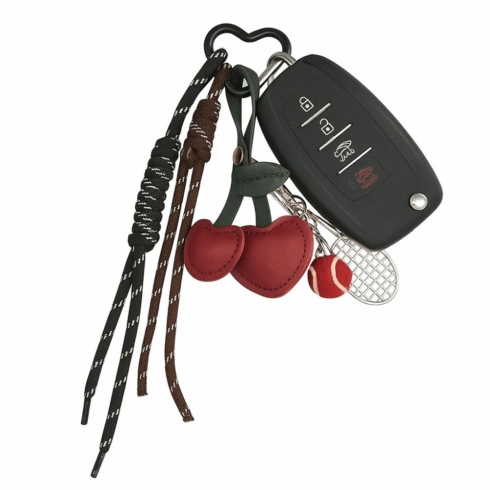 Girl Heart Braided Rope Keychain Hand-Woven Tennis Racket Key Chain  Bag Accessories