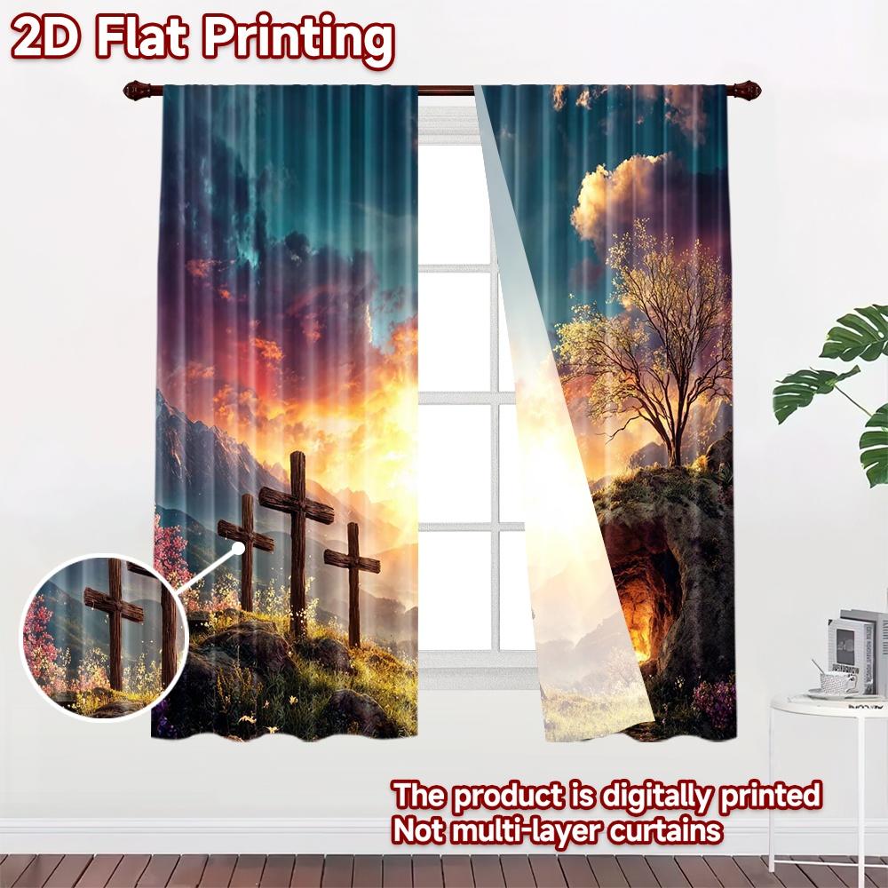 2D flat Photography Backdrop Scene Backdrop Easter Sunrise Resurrection 100% Polyester Family Party for Suitable for indoor