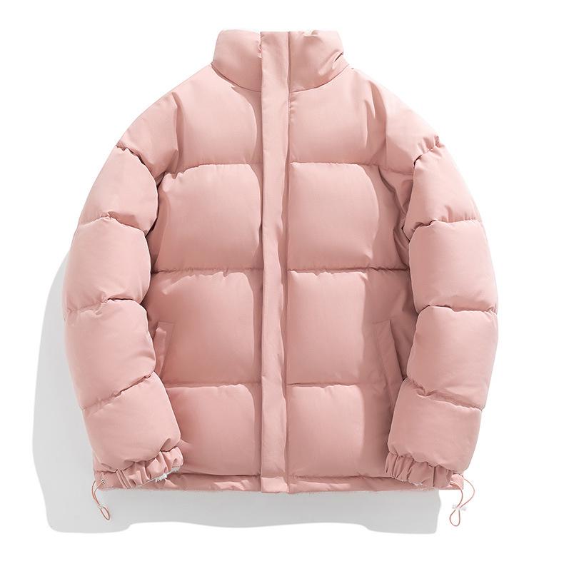 Men's Winter Stand Collar Cotton Coat with Lamb Fleece Lining - Casual, Thickened Style for Couples