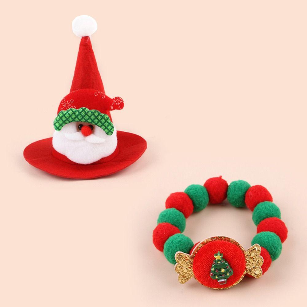 With Bell Pet Christmas Bow Hat Soft Cat Christmas Collar Christmas Cat Bow Tie  for Puppy Cats