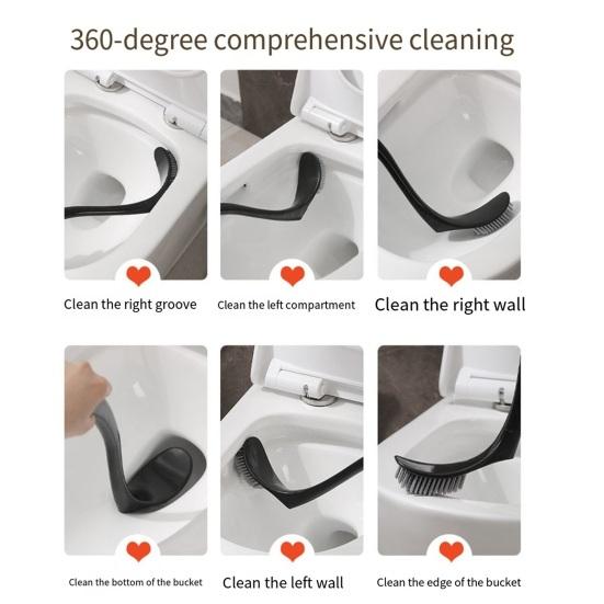 Yousheng Toilet Brush Dense PP Bristles Curved Long Handle Swan Shape Bathroom Brush with Leak-Proof Removable