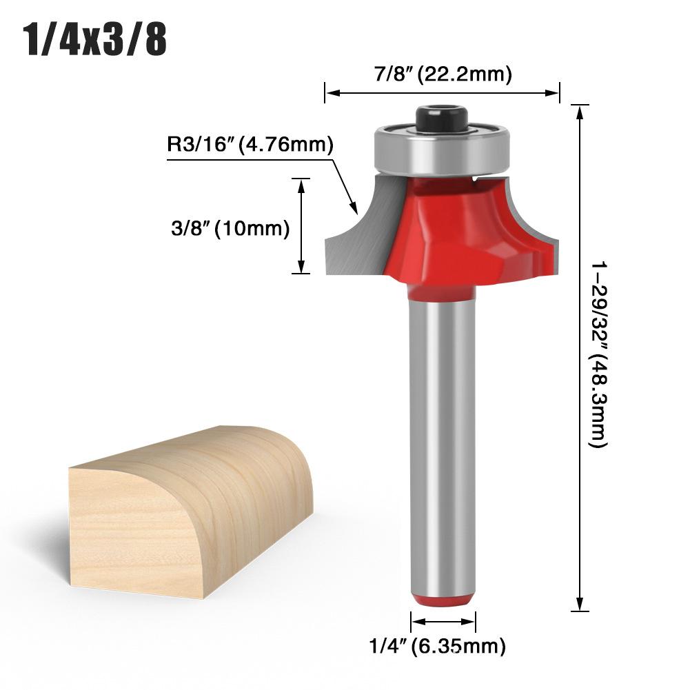 Woodworking Bearing Round Corner Cutter Trimming Machine Cutter Head Chamfering Slotting Engraving Woodworking Cutter Gong Cutter 1/4 Handle 6 Handle
