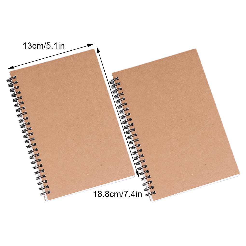2pieces Double Spiral Office Stationery Supplies Kraft Coil Sketchbook Sketchbook Kraft Notebook