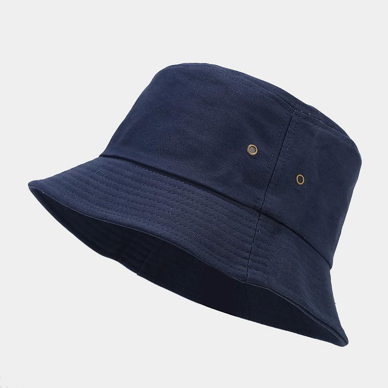 New Men's Copper Buckle Gas Eye Light Plate Bucket Hat Women's Tide Simple Solid Color Casual Basin Hat Spring and Summer Sun Hat