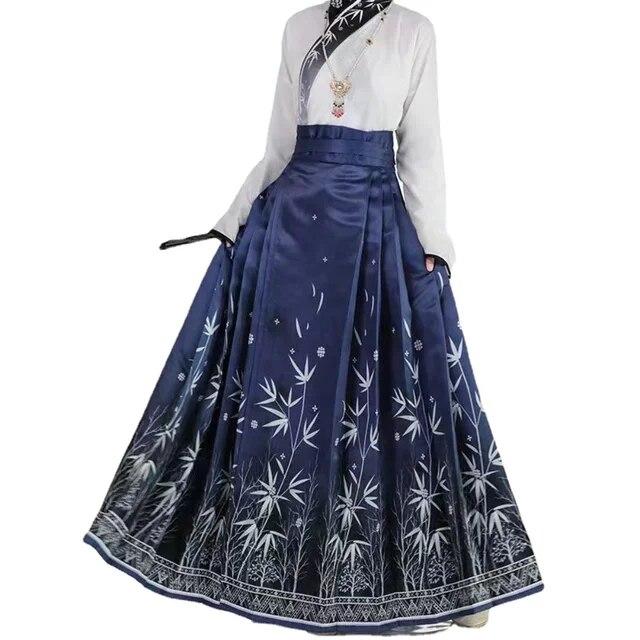 

Женские платья, винтажная китайская традиционная юбка в стиле Мин, ханьфу, крутая женская весенне-летняя юбка с принтом в виде лошадиного лица, современная S