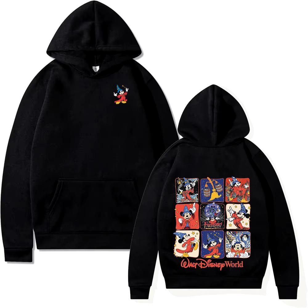 2025 Disney Donald Duck Printed Hoodie New Fashion Men's Women's Black Pullover Sportswear Casual Loose Hooded Pocket