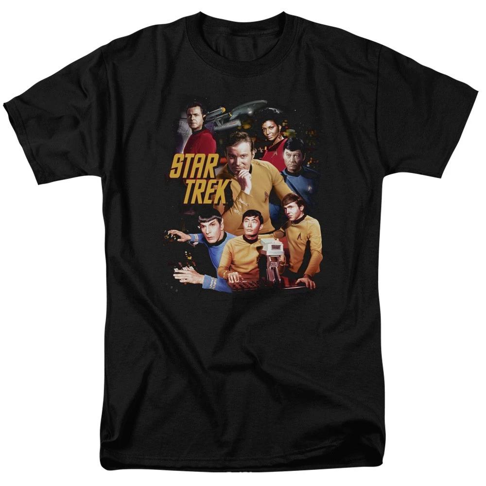 Star Trek At The Controls Classic Crew Kirk Spock CBS Licensed Adult T-Shirt L