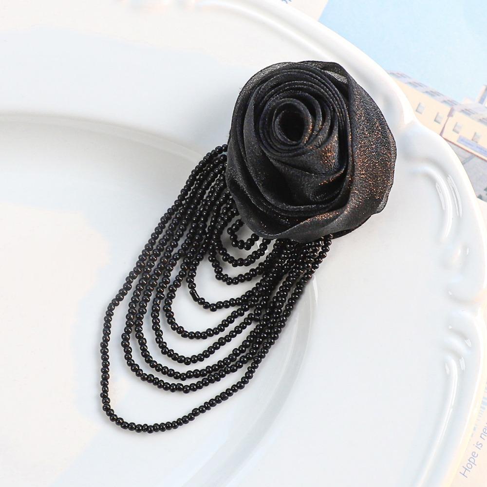 Mesh Organza Rose Flower DIY Clothing Patches Retro Chest Flower  Hair Clip Accessories чёрный