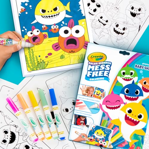 Crayola Baby Shark Mess-Free Color Wonder Pages Coloring Book, a great gift or Christmas present for toddlers.